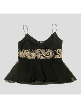 Night Way Collections Embellished Cami Top - Black - Large